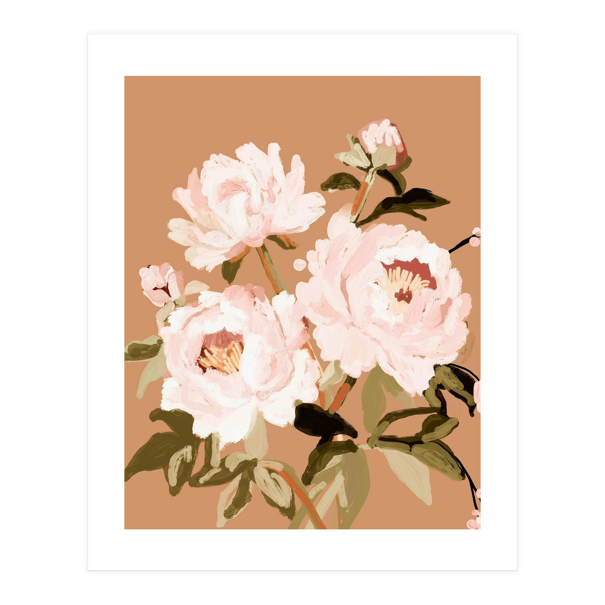 Blush Peony Painting, Floral Wall Art, Neutral Flower Print, Peony Art  (Print Only)