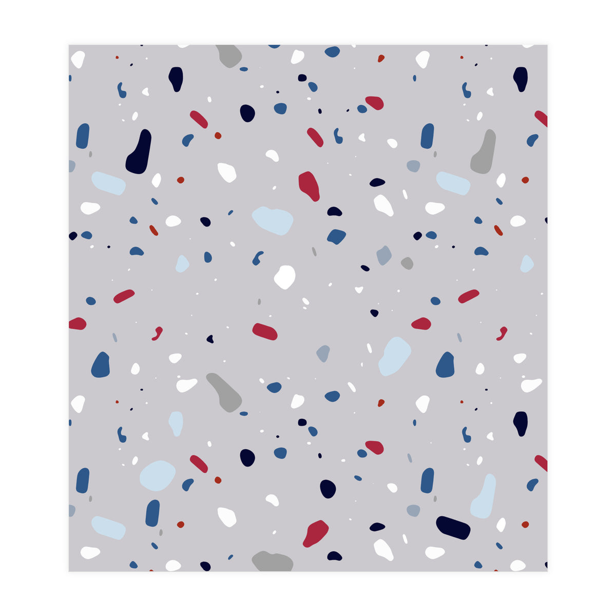 Modern Gray Blue Rounded Terrazzo (Print Only)
