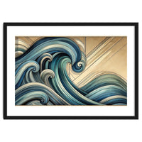 Art Deco Blue Ocean Waves