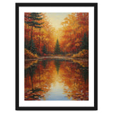 Golden Autumn Reflection: Impasto Forest Landscape thumbnail