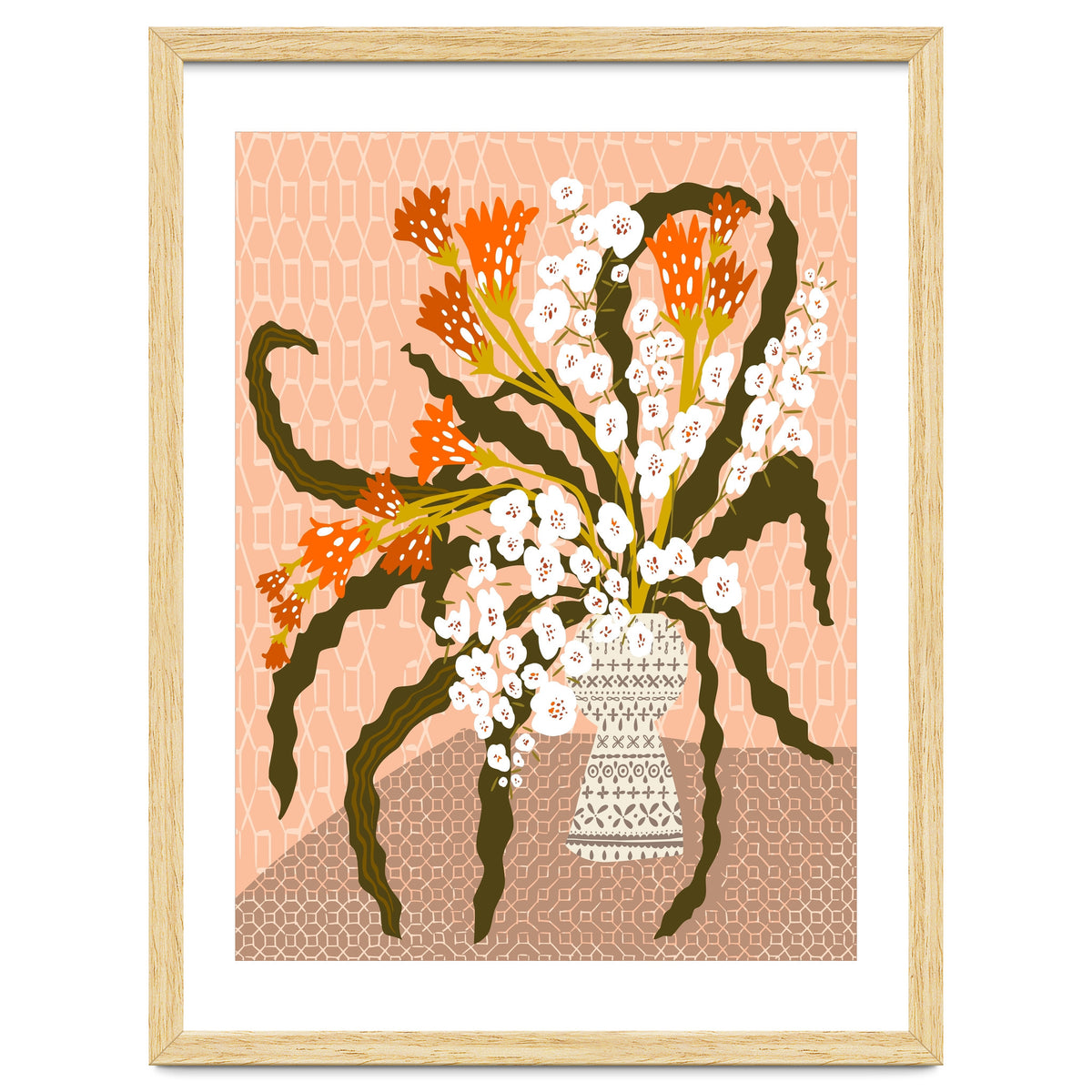 Floral Contemporary Still Life Peach Fuzz