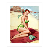 Smiling Pinup Sexy Girl On The Beach (Print Only) thumbnail