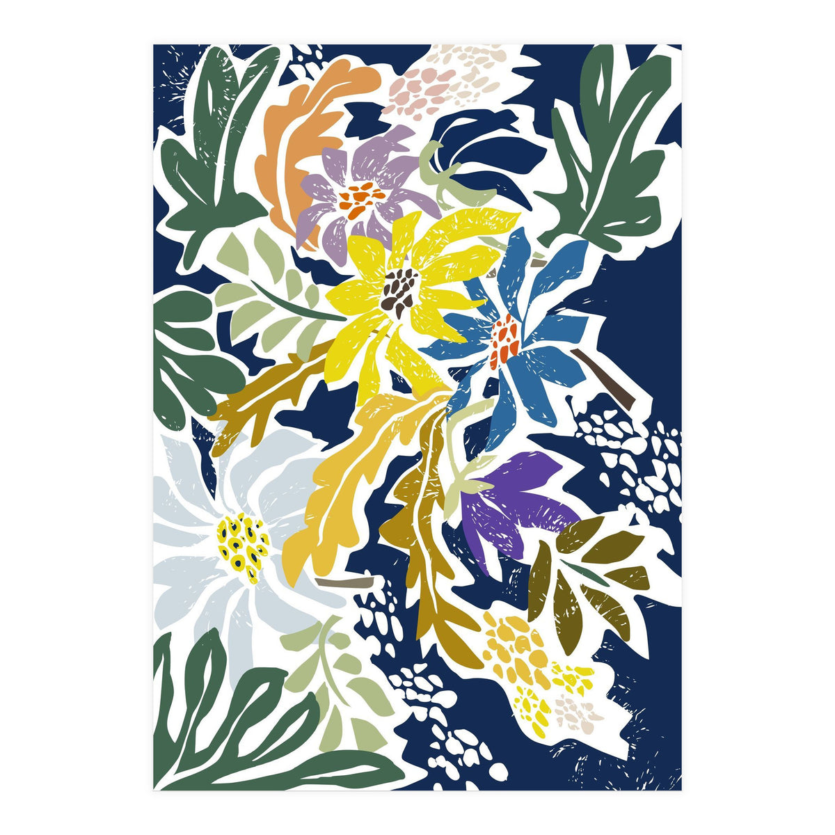 cosmopolitan flowers navy blue (Print Only)