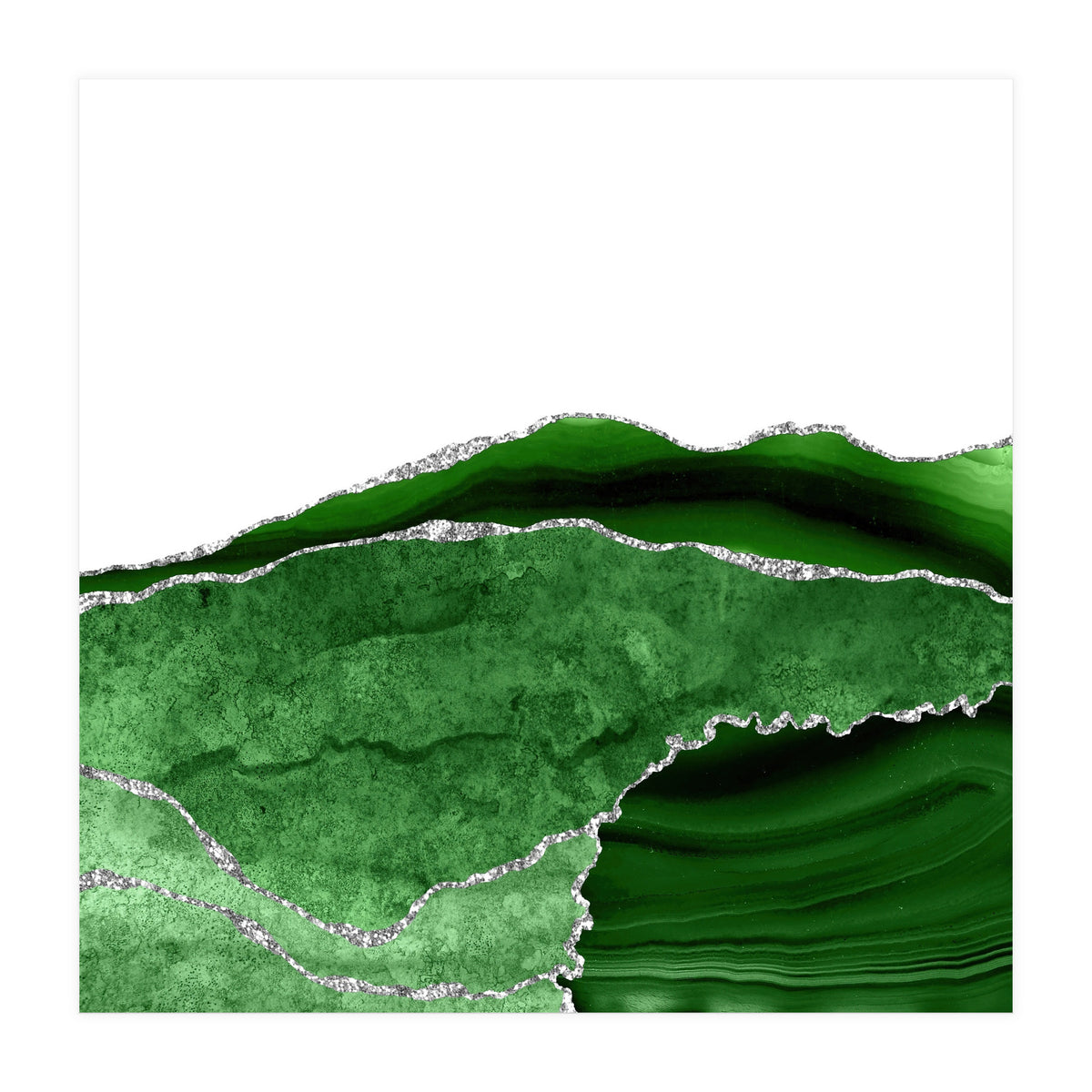 Green & Silver Agate Texture 10  (Print Only)