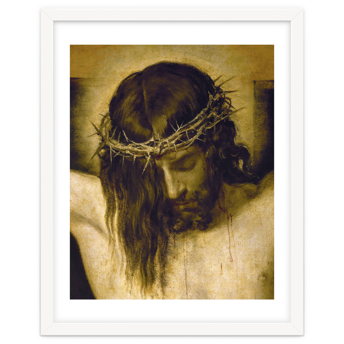 Crucified Christ (detail of the head). Cristo crucificado. Madrid, Prado museum.