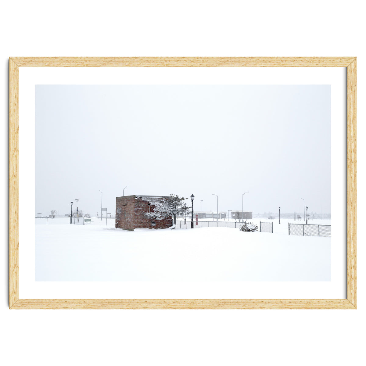 Barn in the winter snowscape