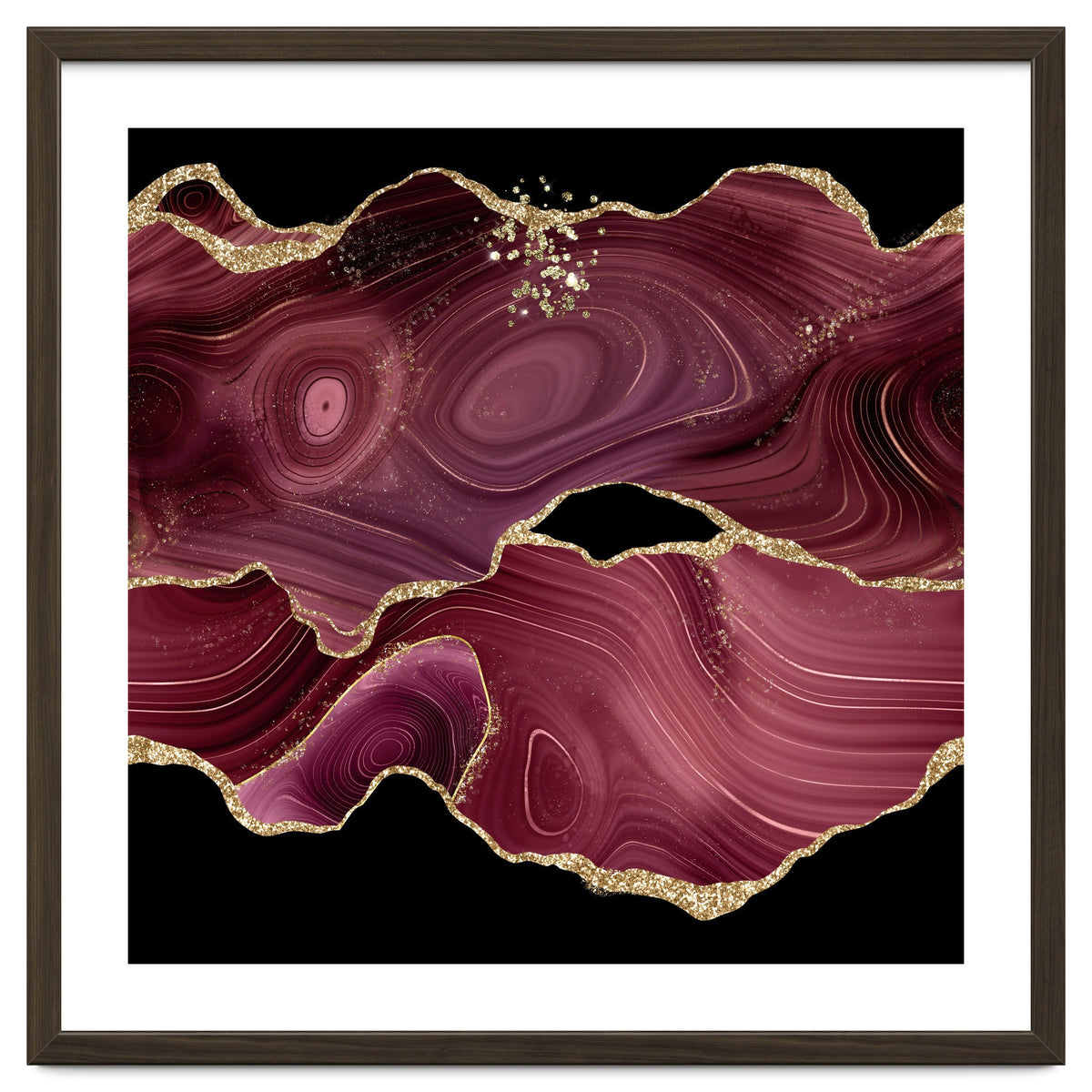 Burgundy & Gold Glitter Agate Texture 03