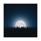 Midnight Serenity: Full Moon Over Forest Silhouettes (Print Only) thumbnail