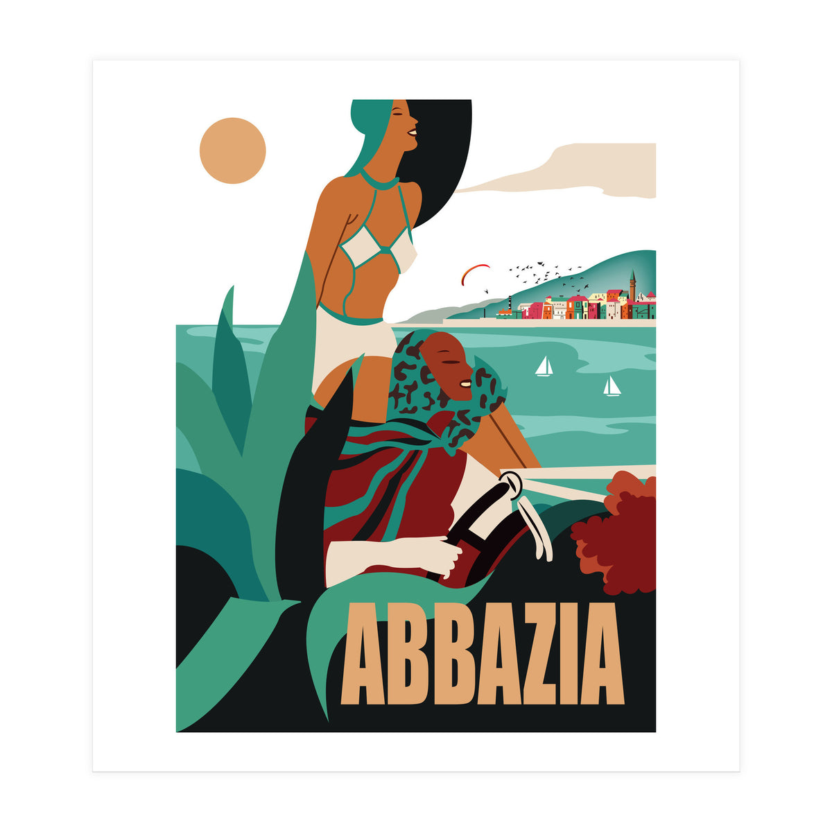 Abbazia, Two Ladies on a Drive (Print Only)