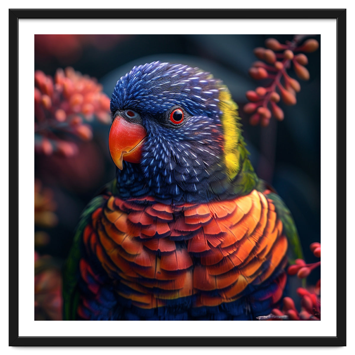 Vibrant Rainbow Lorikeet Parrot Close Up Portrait