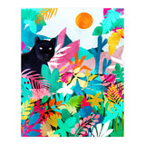 The Black Panther, Tropical Jungle Watercolor Painting, Botanical Forest Colorful Bohemian Illustration, Tiger Leopard Cheetah Animals (Print Only) thumbnail