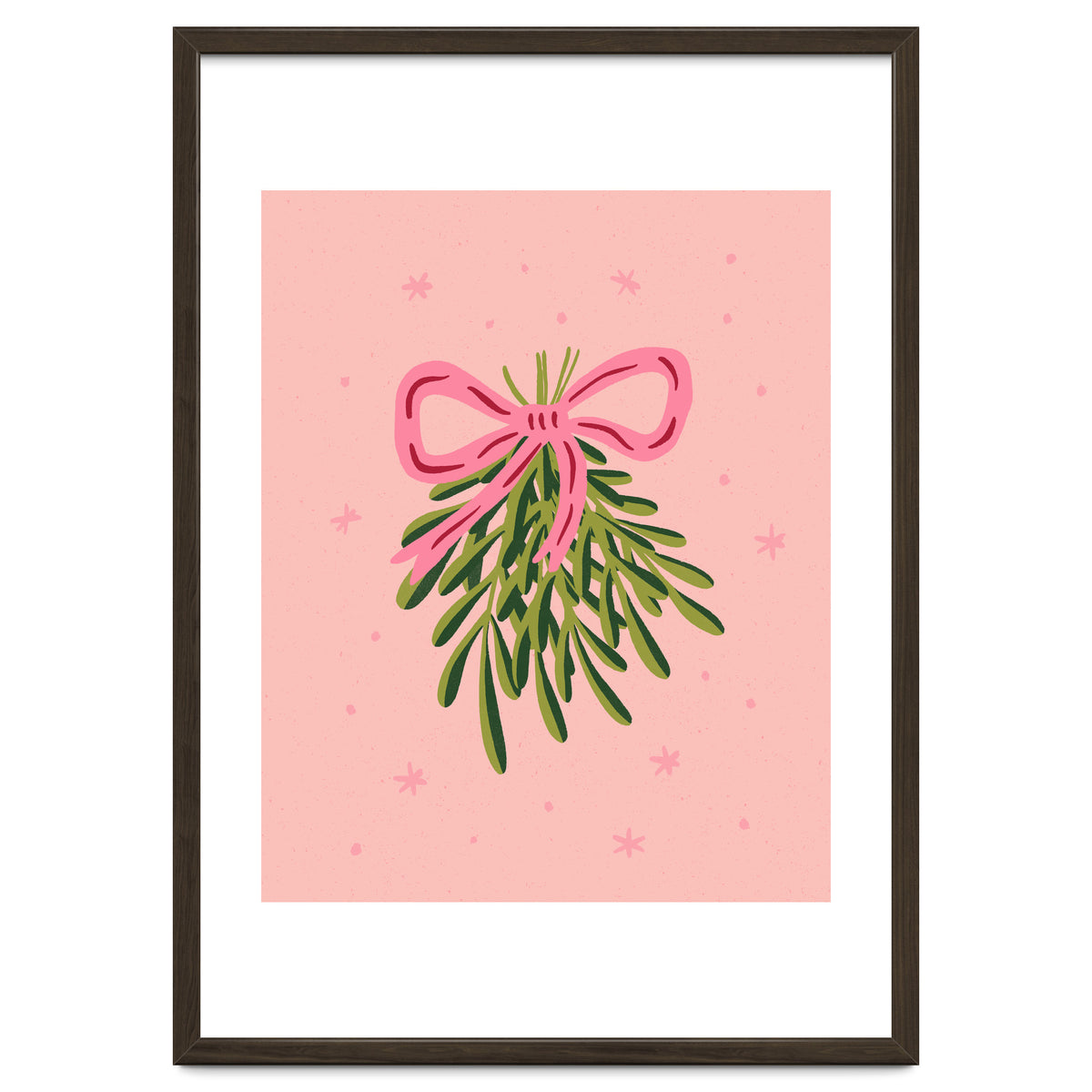 Mistletoe And Pink Bow