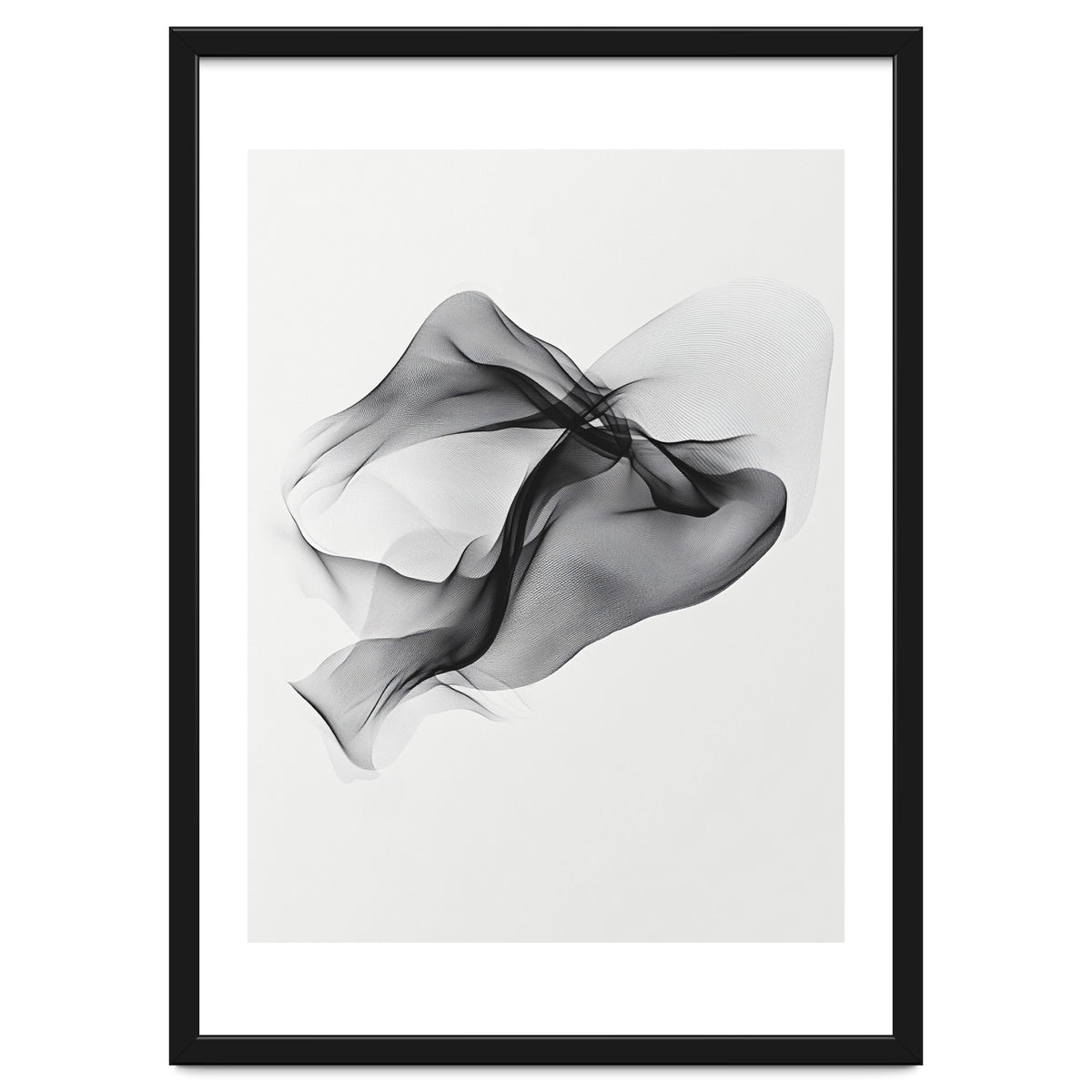 Abstract Black Flowing Fabric Wave