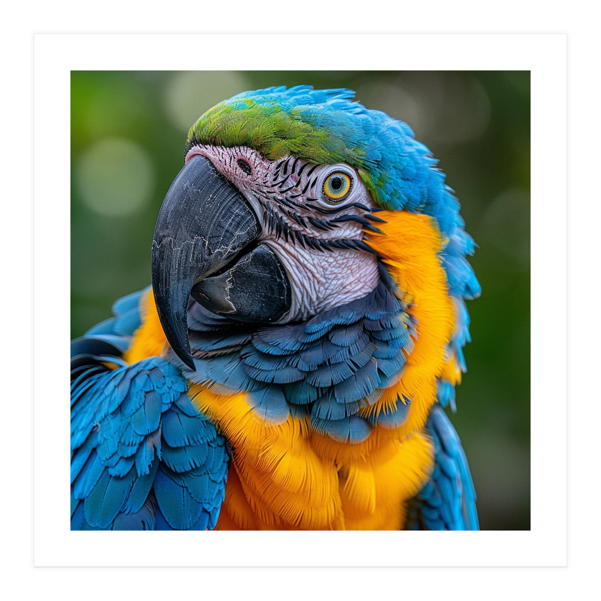 Close Up Blue And Yellow Macaw Parrot Face (Print Only)