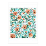 Tangerine Dreams, Orange & Mint Botanical Jungle Watercolor Painting, Colorful Plants Floral Summer (Print Only) thumbnail