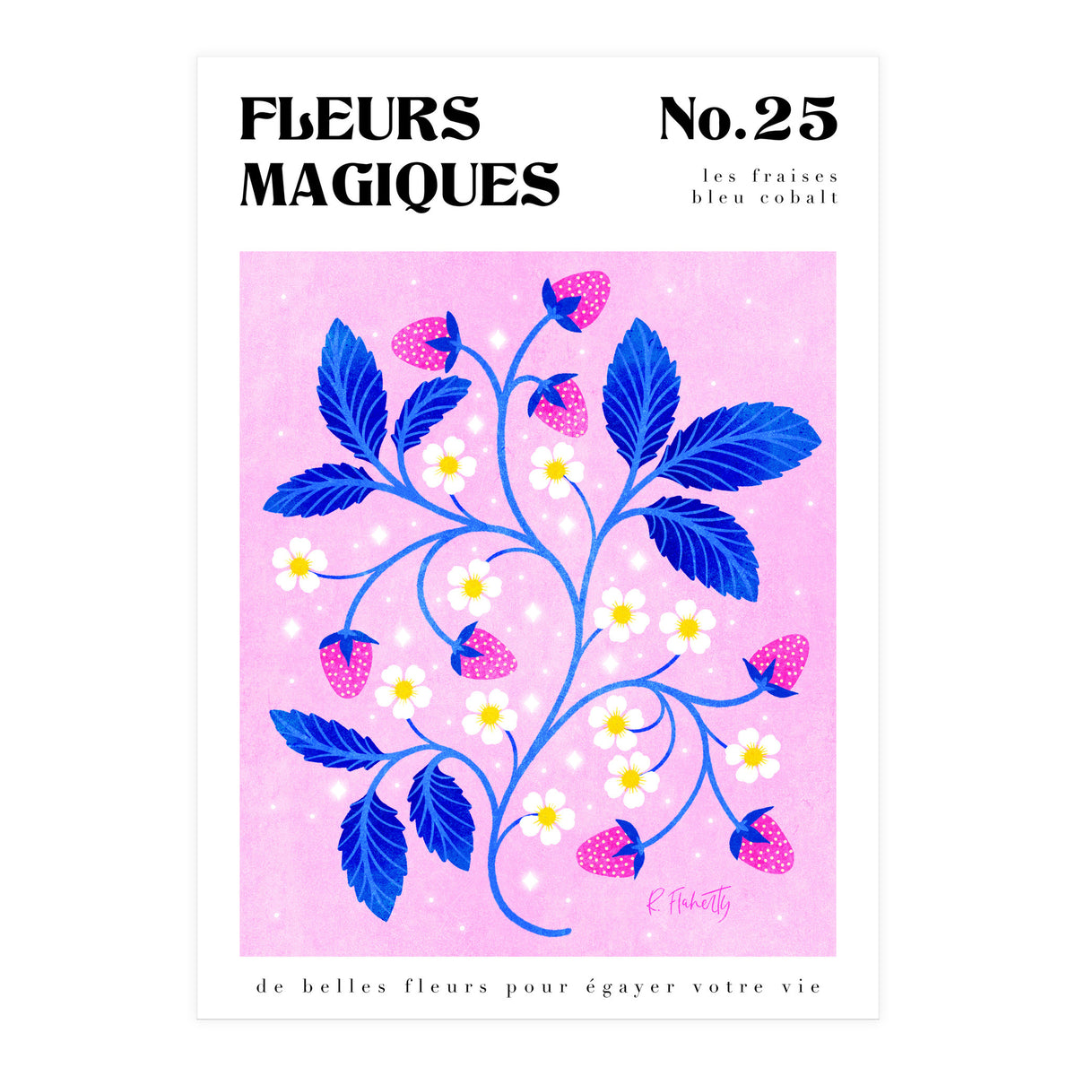 Magical Flowers No.25 Cobalt Strawberries (Print Only)