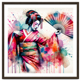 Vibrant Geisha With Rainbow Hand Fan thumbnail