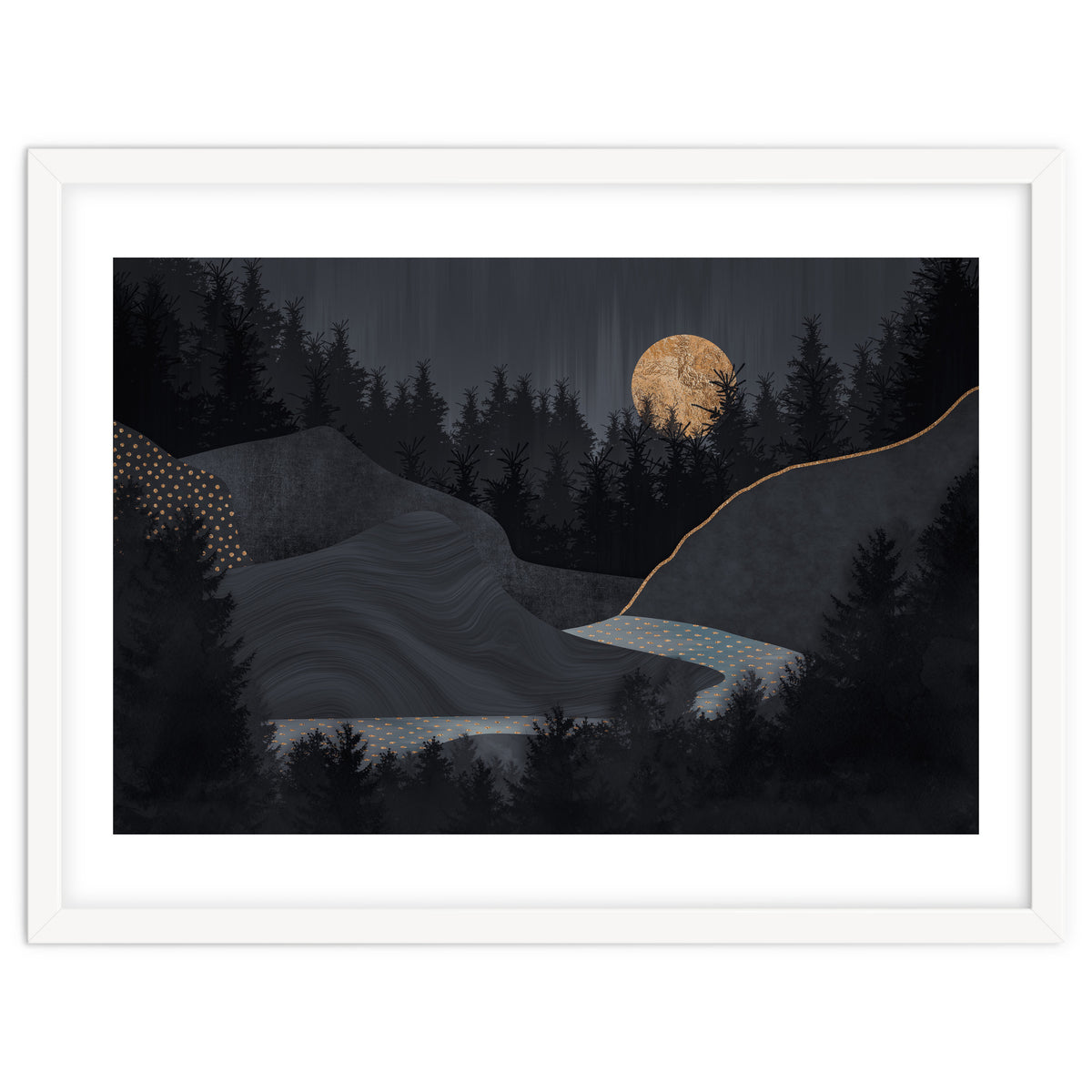 Abstract Landscape Midnight Moon