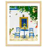 Greek Vacay For Two, Evil Eye Santorini Travel Summer, Eclectic Travel Architecture White Buildings Cafe thumbnail