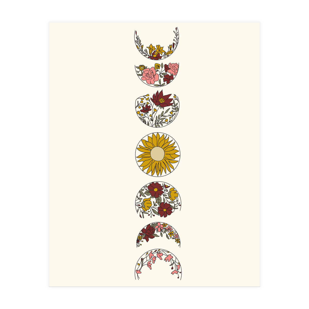 Floral Phases Of The Moon (Print Only)