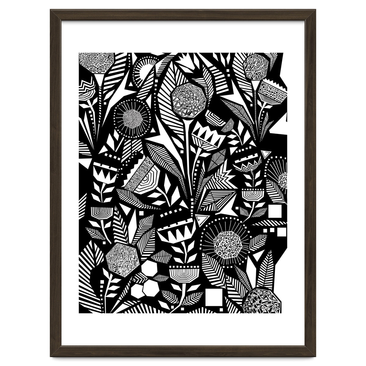 African Tribal, Black & White Abstract Drawing Sketch Line Art, Rustic Botanical Illustration, Bohemian Eclectic Scandinavian Vintage Bold