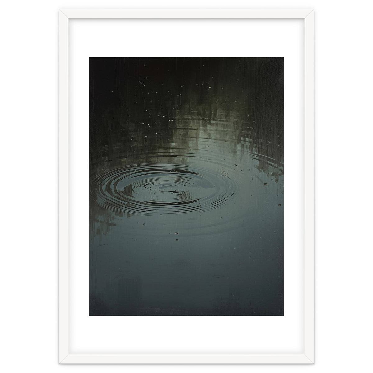 Moody Rain Puddle Ripples Oil Painting