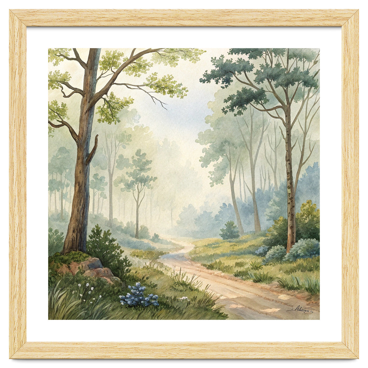 Atmospheric Forest Watercolor Painting