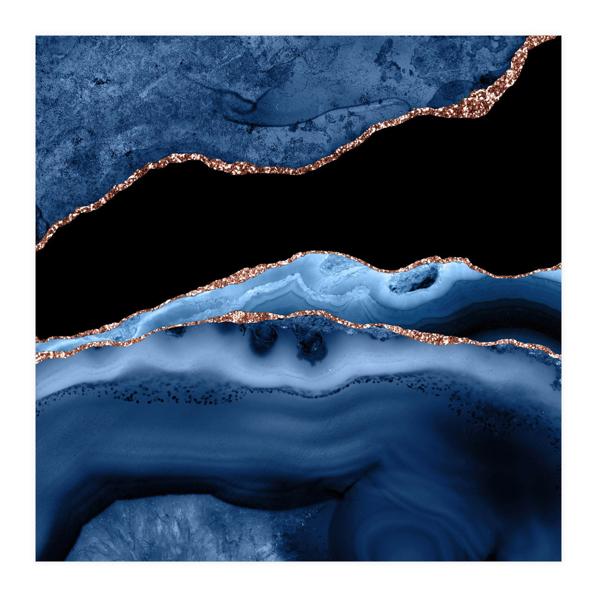 Navy & Rose Gold Agate Texture 13  (Print Only)