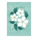 White Flowers On Mint (Print Only) thumbnail