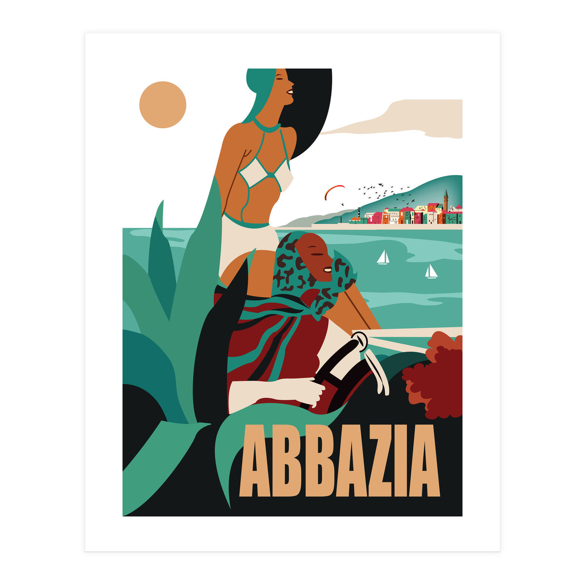 Abbazia, Two Ladies on a Drive (Print Only)