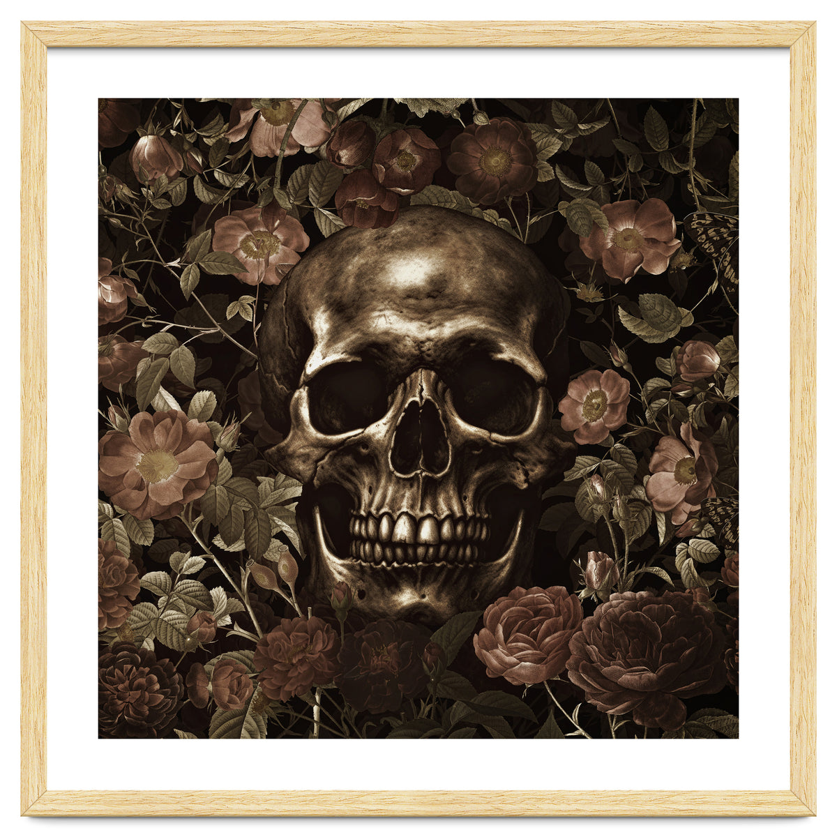 Baroque  Skull And Roses Night Garden