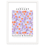 Carnations And Snowdrop January Birth Flower Floral Print thumbnail