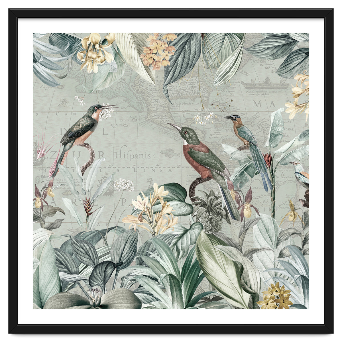 Vintage Exotic Birds Paradise Jungle