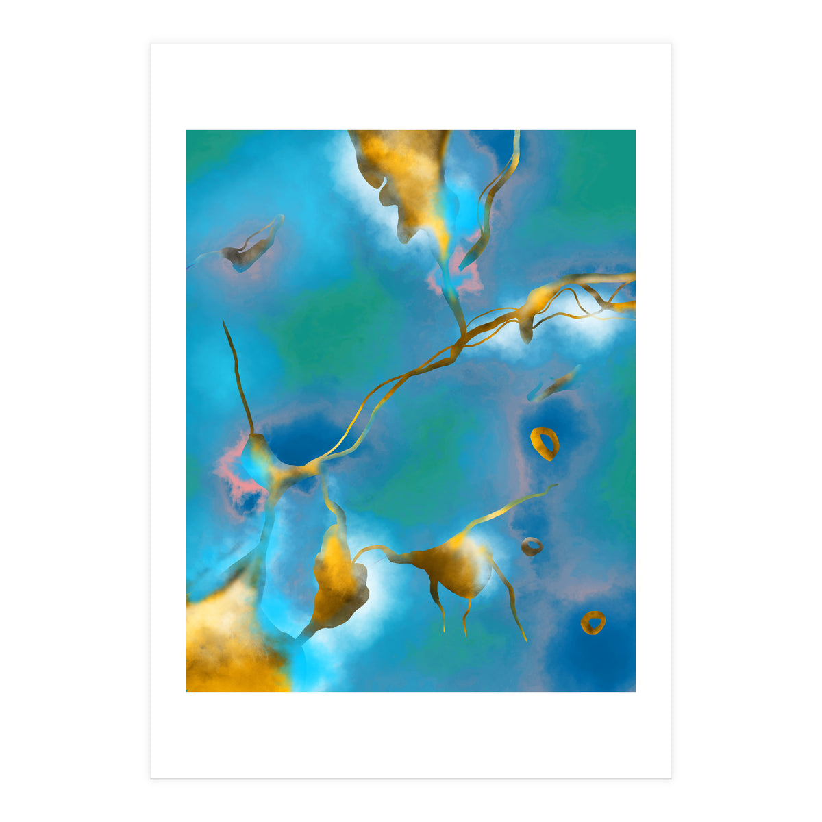 In My Veins, Abstract Marble Gold Texture, Eclectic Painting Resin Bohemian, Contemporary Luxe Chic Luxury (Print Only)