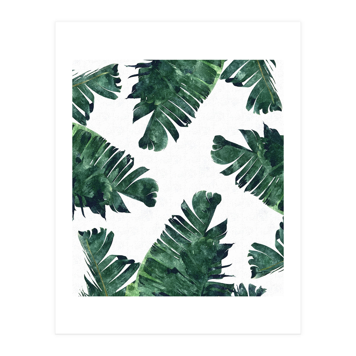 Banana Leaf Watercolor Painting, Tropical Nature Botanical Palm Illustration Bohemian Minimal Luxe (Print Only)