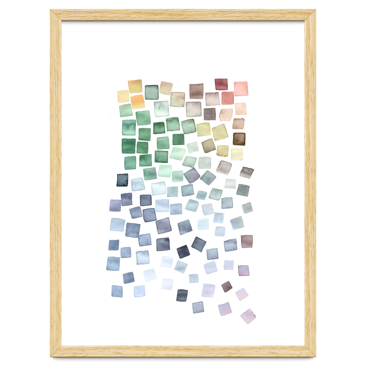 Watercolor Geometric Square Shapes Blue