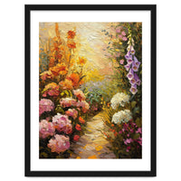 Golden Hour Summer Garden Path Oil Painting