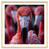 Close Up Of A Flamingo Bird Face, Pink Feathers thumbnail