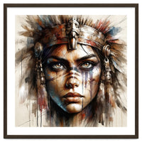 Regal Warrior Woman Watercolor Portrait