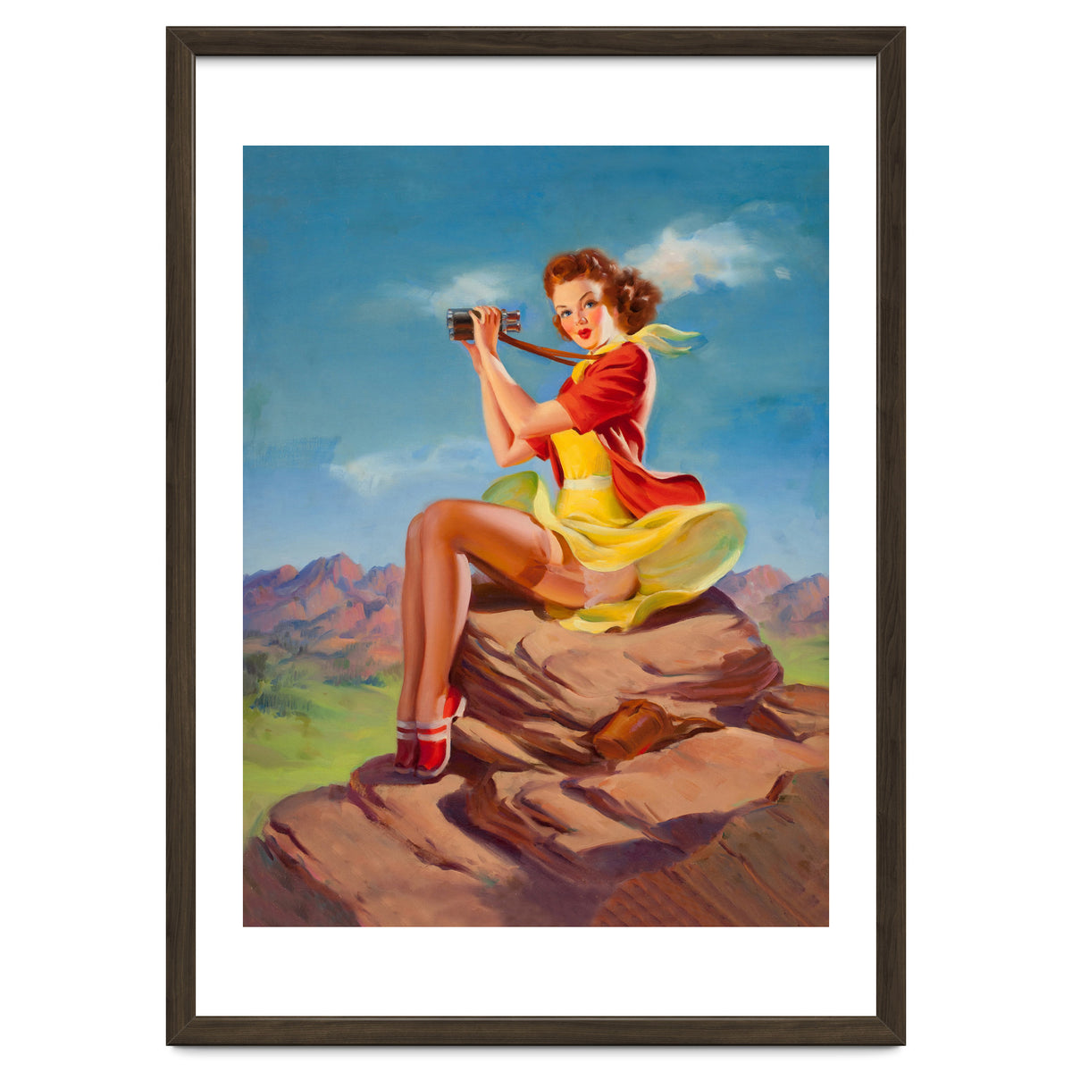 Pinup Sexy Binoculars Girl