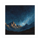 Starry Night Over Majestic Mountains Impasto Oil Painting Style (Print Only) thumbnail