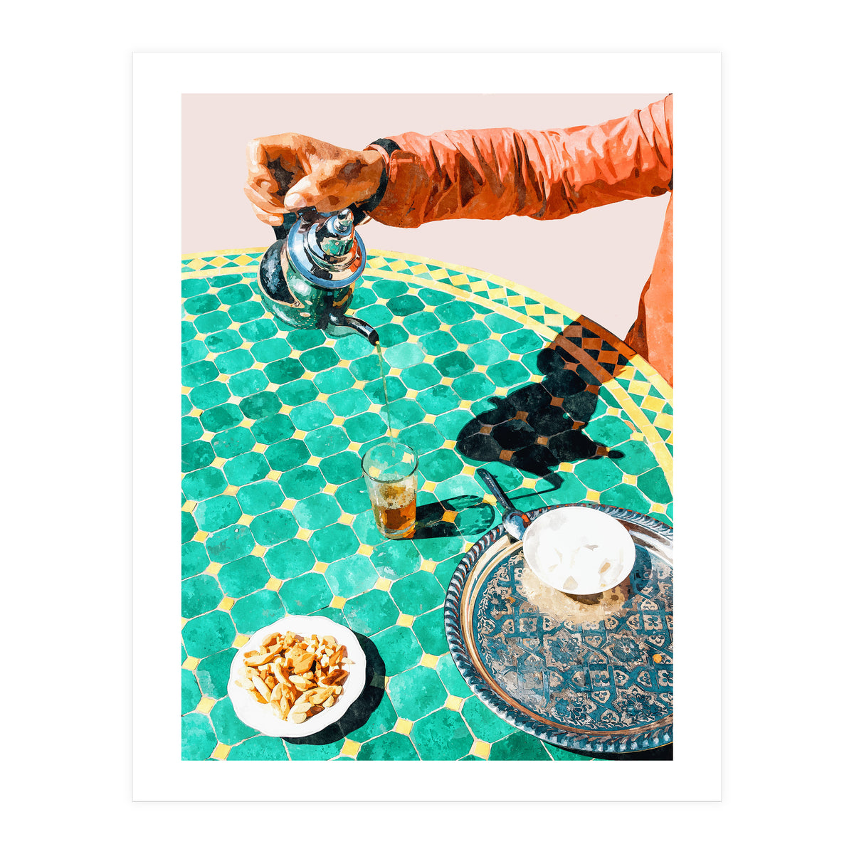 Chai, India Culture & People Painting, Exotic Travel Places Tea Bohemian Colorful Morocco Turkish (Print Only)