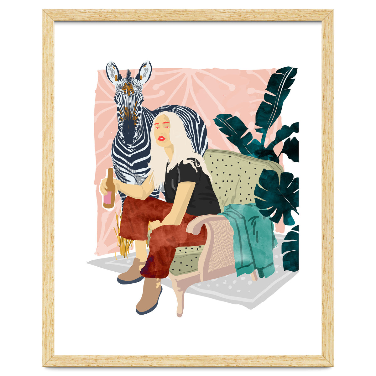 Zebra Hangout | Wildlife Urban Jungle Décor | Banana Leaves Monstera Plant Lady Fashion