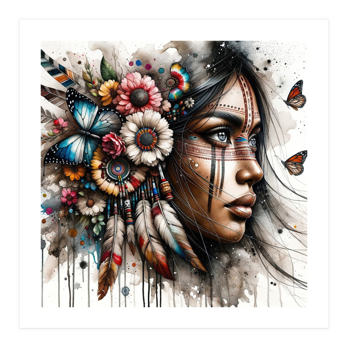 Watercolor Native American Woman #2 (Print Only)