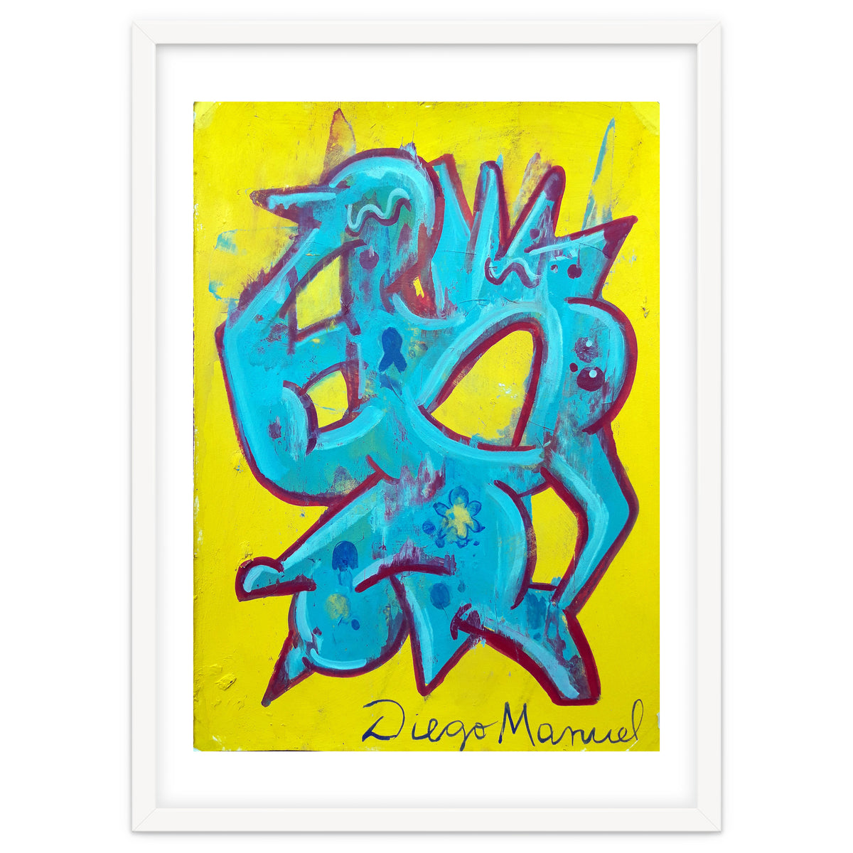 Forma Celeste Sobre Amarillo