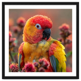Close Up Of A Sun Conure Parrot With Bright Feathers thumbnail