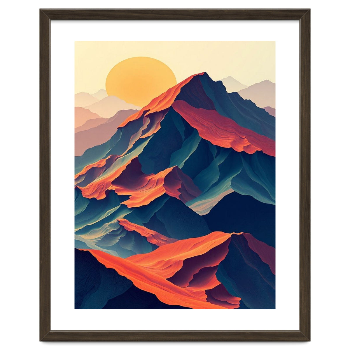 Dramatic Abstract Mountain Sunset Art