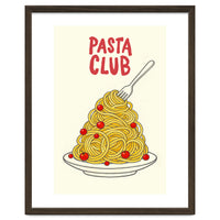 Pasta Club Illustration, Spaghetti and Tomatoes Art Print for Kitchen Wall Decor