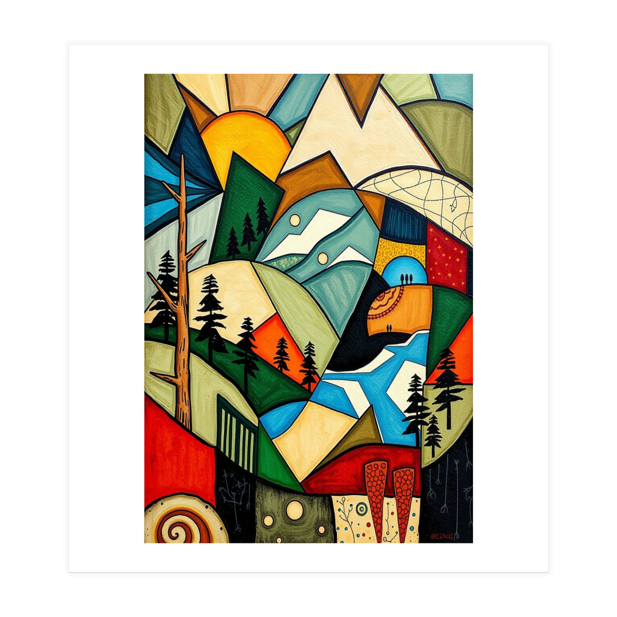 Abstract Nature Tree Mountain (Print Only)