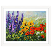 Radiant Summer Wildflower Meadow Oil Painting